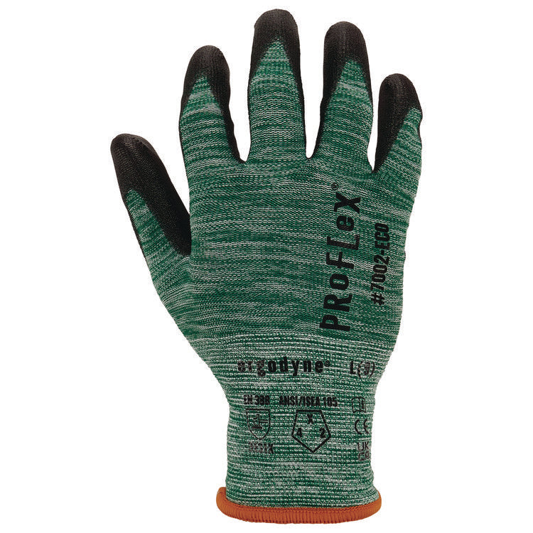 ProFlex 7002-ECO Recycled PU Coated Gloves, EN388: 3131, 7.5" Long, Medium, Green, Pair