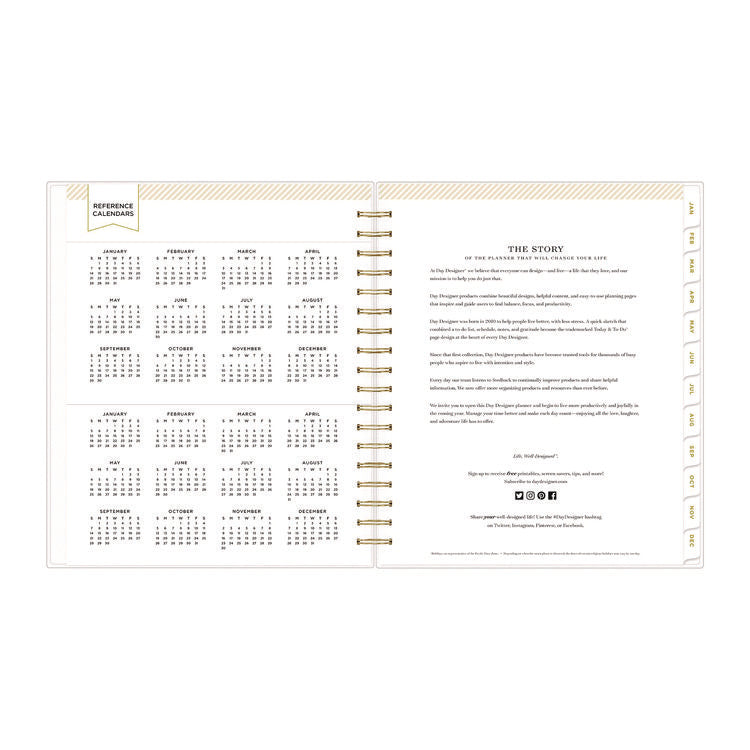 Day Designer Navy Stripe Daily/Monthly Planner, Horizontal Stripe Artwork, 10 x 8, Navy/White Cover, 12-Month (Jan-Dec): 2025