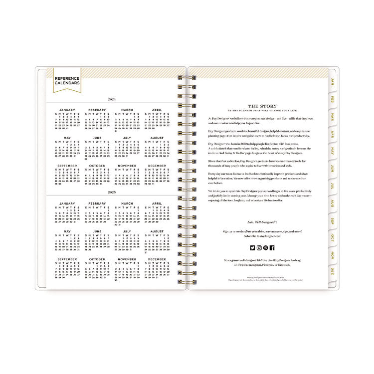 Day Designer Tile Weekly/Monthly Planner, Geometric Artwork, 8 x 5, Blue/White Cover, 12-Month (Jan to Dec): 2025