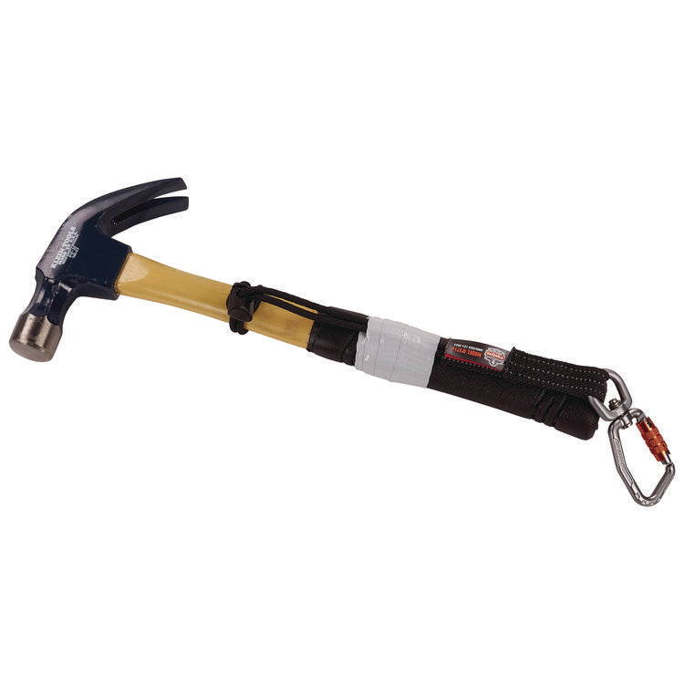 Squids 3714 Elastic Tool Tail Lanyard w/Carabiner and Cinch Loop, 10 lb Max Working Capacity, 15" Long, Black, 3/Pack