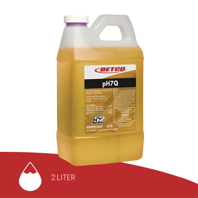 pH7Q Neutral Disinfectant, Pleasant Lemon Scent, 2 L Bottle, 4/Carton