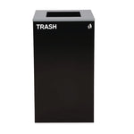 29 Gallon Trash/Recycling Cans, Steel, Blue Mixed Recycling with Mixed Lid, Black Trash Can with Square Lid