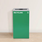 29 Gallon Trash/Recycling Cans, Steel, Green Recycling Can with Mixed Lid, Black Trash Can with Square Lid