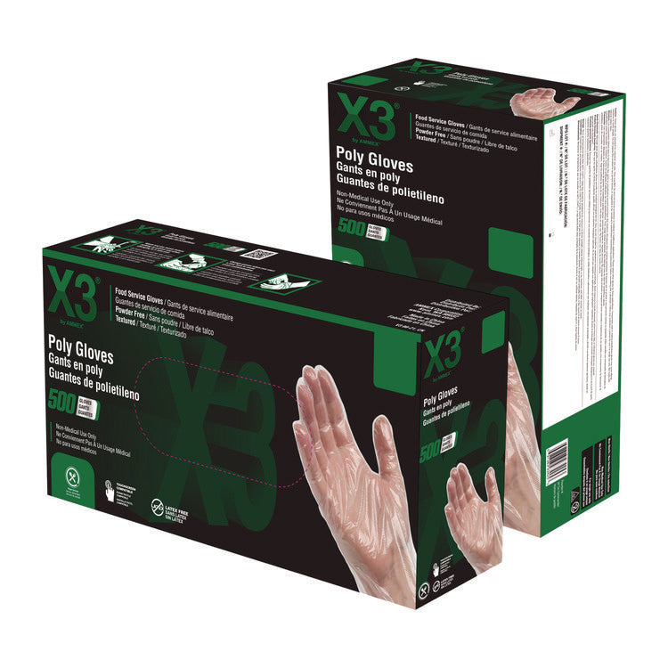 Polyethylene Food Safe Industrial Gloves, Powder-Free, Large, Clear, 500/Box
