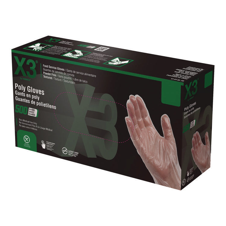 Polyethylene Food Safe Industrial Gloves, Powder-Free, Large, Clear, 500/Box