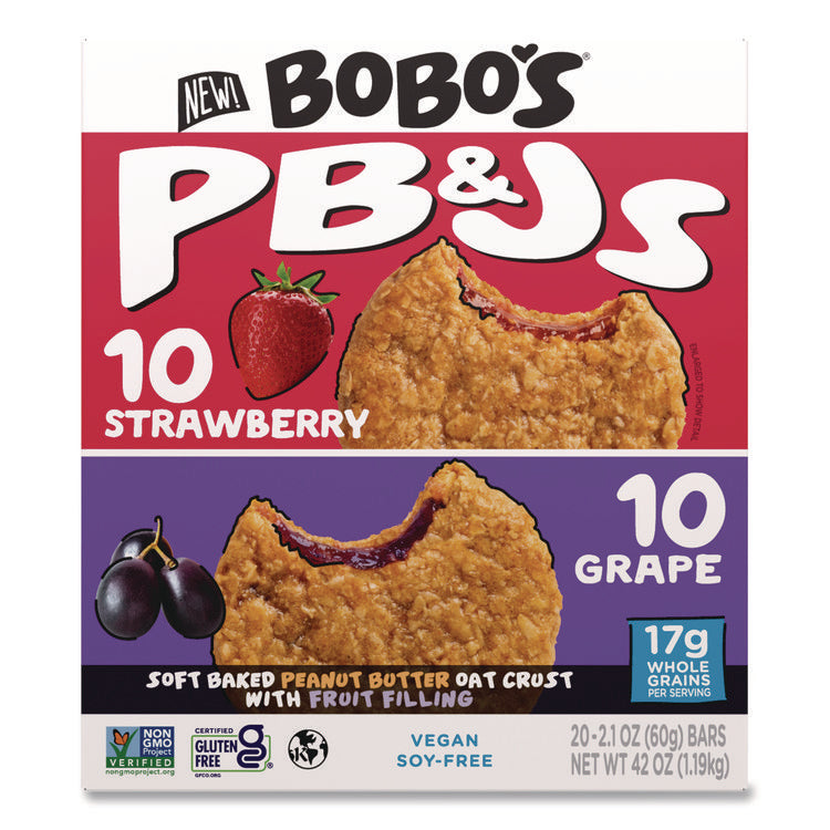 PB and J Variety Pack, Peanut Butter/Grape and Peanut Butter/Strawberry, 2.1 oz Bar, 12/Box