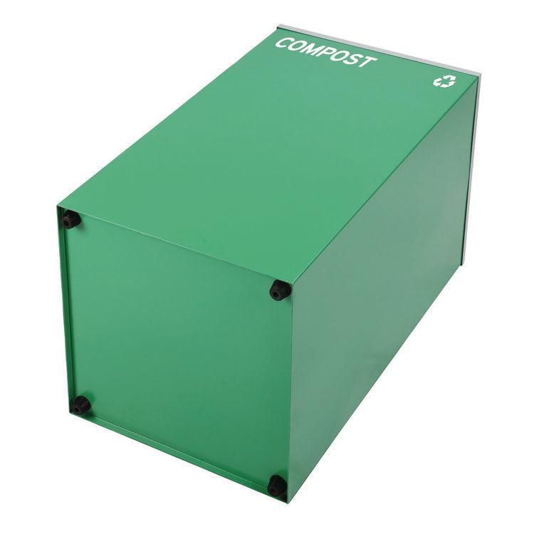 29 Gallon Trash/Recycling Cans, Steel, Blue Cans/Bottles Recycling Can, Green Compost Can, Black Trash Can with Square Lids