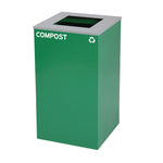 29 Gallon Trash/Recycling Cans, Steel, Blue Cans/Bottles Recycling Can, Green Compost Can, Black Trash Can with Square Lids