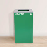 29 Gallon Trash/Recycling Cans, Steel, Blue Cans/Bottles Recycling Can, Green Compost Can, Black Trash Can with Square Lids