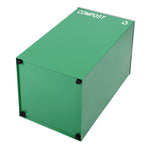 29 Gallon Trash/Recycling Cans, Steel, Blue Mixed Recycling Can w/Mixed Lid, Green Compost and Black Trash Cans w/Square Lids