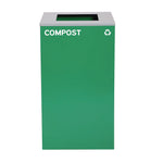 29 Gallon Trash/Recycling Cans, Steel, Blue Mixed Recycling Can w/Mixed Lid, Green Compost and Black Trash Cans w/Square Lids