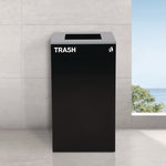 29 Gallon Trash/Recycling Cans, Steel, Blue Cans/Bottles Recycling Can w/Mixed Lid, Green Compost and Black Trash w/Sq Lid