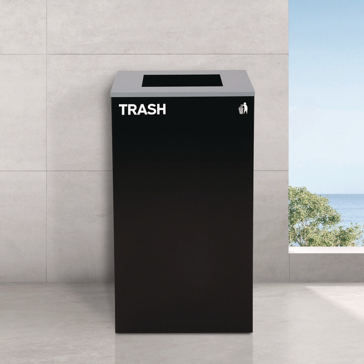 29 Gallon Trash/Recycling Cans, Steel, Blue Cans/Bottles Recycling Can w/Mixed Lid, Green Compost and Black Trash w/Sq Lid