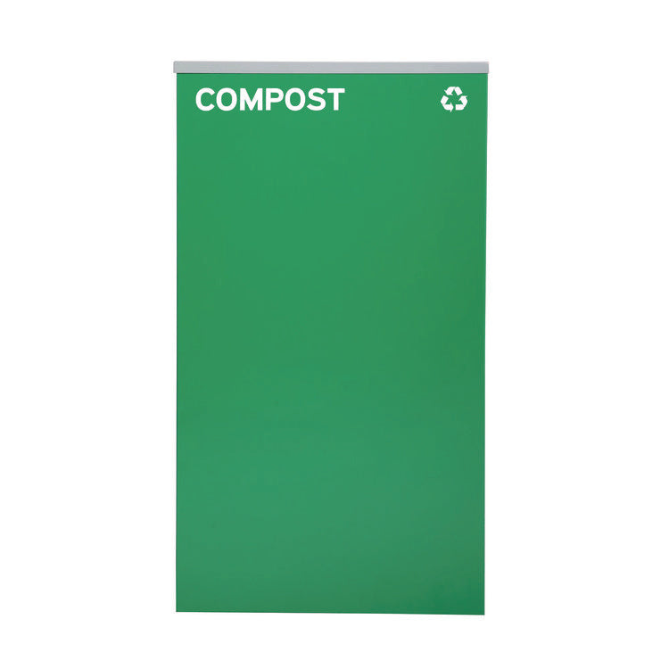 29 Gallon Trash/Recycling Cans, Steel, Blue Cans/Bottles Recycling Can w/Mixed Lid, Green Compost and Black Trash w/Sq Lid