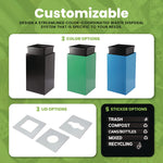 29 Gallon Trash/Recycling Cans, Steel, Green Trash Can with Square Lid