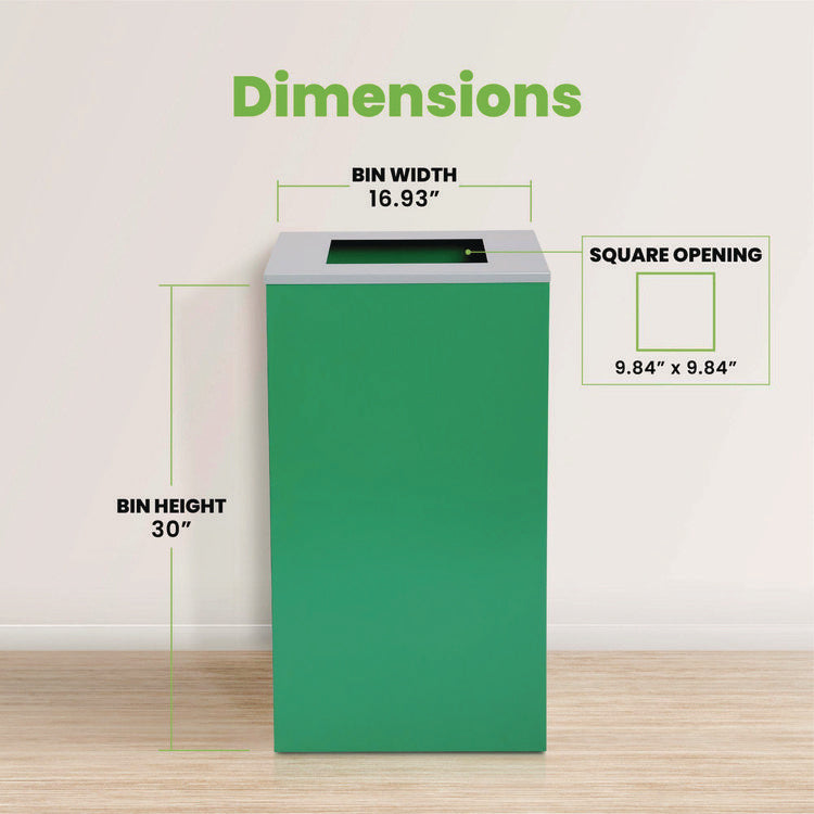 29 Gallon Trash/Recycling Cans, Steel, Green Can with Square Lid