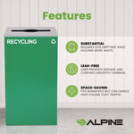 29 Gallon Trash/Recycling Cans, Steel, Green Recycling Can with Mixed Lid