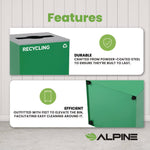29 Gallon Trash/Recycling Cans, Steel, Green Recycling Can with Mixed Lid