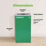 29 Gallon Trash/Recycling Cans, Steel, Green Compost Can with Mixed Lid