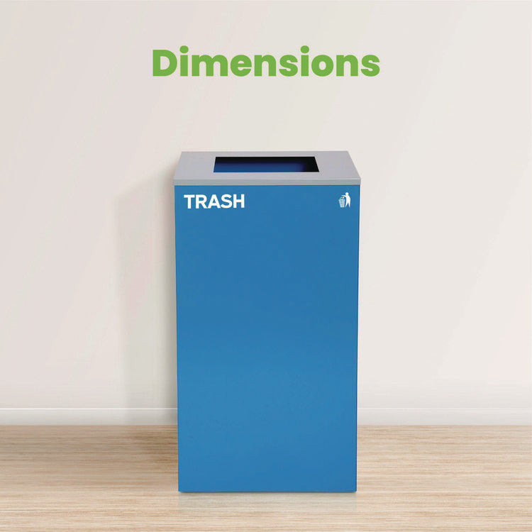 29 Gallon Trash/Recycling Cans, Steel, Blue Trash Can with Square Lid