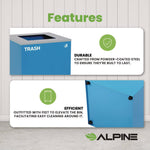 29 Gallon Trash/Recycling Cans, Steel, Blue Trash Can with Square Lid