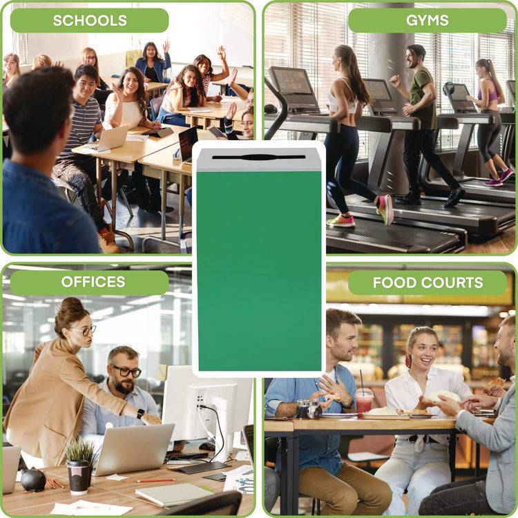 29 Gallon Trash/Recycling Cans, Steel, Green Can with Mixed Lid