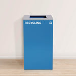 29 Gallon Trash/Recycling Cans, Steel, Blue Recycling Can with Square Lid