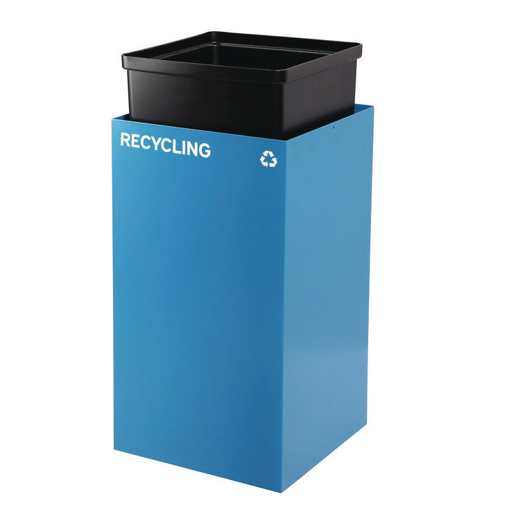 29 Gallon Trash/Recycling Cans, Steel, Blue Recycling Can with Square Lid