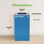 29 Gallon Trash/Recycling Cans, Steel, Blue Recycling Can with Square Lid
