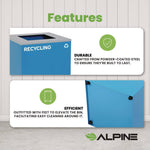 29 Gallon Trash/Recycling Cans, Steel, Blue Recycling Can with Square Lid