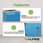 29 Gallon Trash/Recycling Cans, Steel, Blue Recycling Can with Mixed Lid