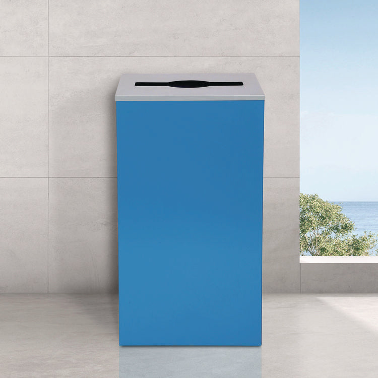 29 Gallon Trash/Recycling Cans, Steel, Blue Can with Mixed Lid