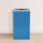 29 Gallon Trash/Recycling Cans, Steel, Blue Can with Mixed Lid