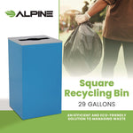 29 Gallon Trash/Recycling Cans, Steel, Blue Can with Mixed Lid