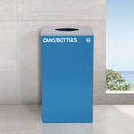 29 Gallon Trash/Recycling Cans, Steel, Blue Cans/Bottles Recycling Can with Circle Lid