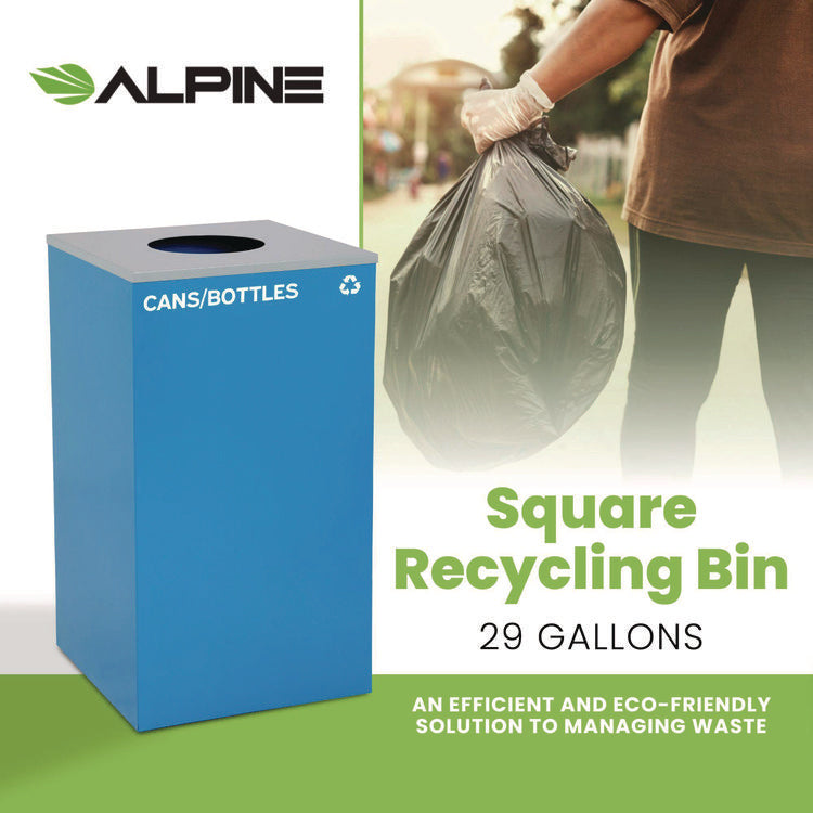 29 Gallon Trash/Recycling Cans, Steel, Blue Cans/Bottles Recycling Can with Circle Lid