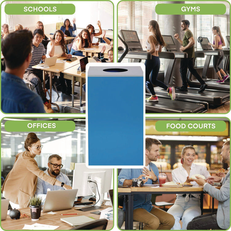 29 Gallon Trash/Recycling Cans, Steel, Blue Can with Circle Lid