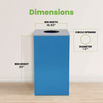 29 Gallon Trash/Recycling Cans, Steel, Blue Can with Circle Lid