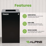 29 Gallon Trash/Recycling Cans, Steel, Black Trash Can with Square Lid