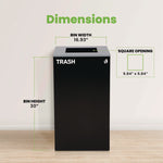 29 Gallon Trash/Recycling Cans, Steel, Black Trash Can with Square Lid