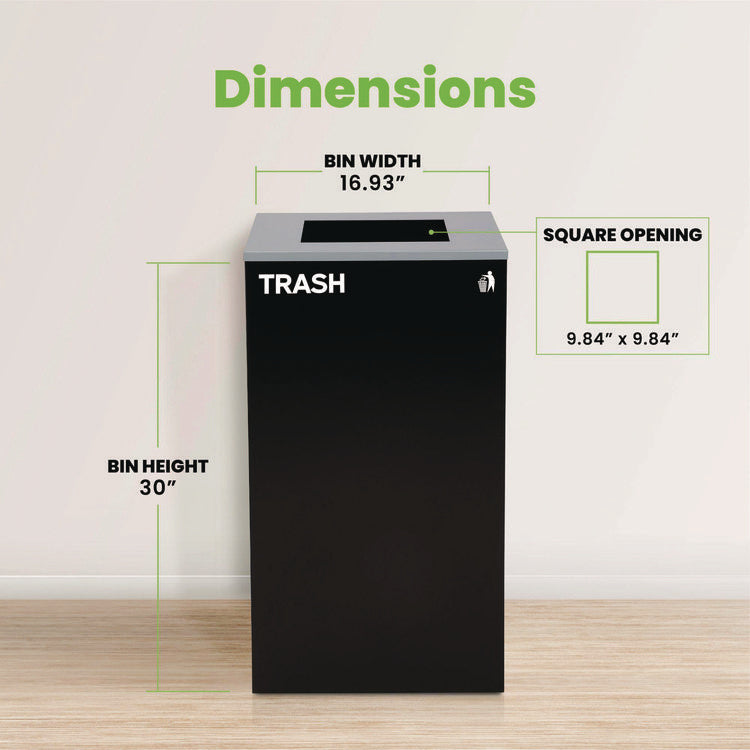 29 Gallon Trash/Recycling Cans, Steel, Black Trash Can with Square Lid