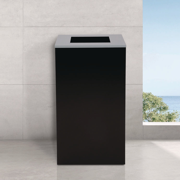 29 Gallon Trash/Recycling Cans, Steel, Black Can with Square Lid