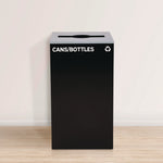 29 Gallon Trash/Recycling Cans, Steel, Black Cans/Bottles Recycling Can with Mixed Lid