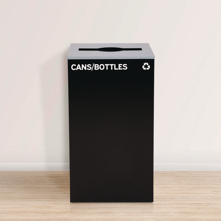 29 Gallon Trash/Recycling Cans, Steel, Black Cans/Bottles Recycling Can with Mixed Lid