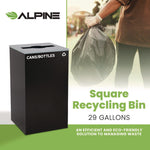 29 Gallon Trash/Recycling Cans, Steel, Black Cans/Bottles Recycling Can with Mixed Lid
