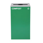 29 Gallon Trash/Recycling Cans, Steel, Blue Cans/Bottles Recycling and Black Trash Can w/Sq Lid, Green Compost Can Mixed Lid