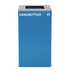 29 Gallon Trash/Recycling Cans, Steel, Blue Cans/Bottles Recycling and Black Trash Can w/Sq Lid, Green Compost Can Mixed Lid