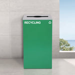 29 Gallon Trash/Recycling Cans, Steel, Blue Recycling Can and Green Recycling Can w/Mixed Lids, Black Trash Can w/Square Lid