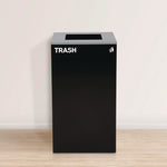 29 Gallon Trash/Recycling Cans, Steel, Blue Recycling Can and Green Recycling Can w/Mixed Lids, Black Trash Can w/Square Lid