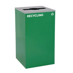 29 Gallon Trash/Recycling Cans, Steel, Blue Recycling Can w/Circle Lid, Green Recycling w/Mixed Lid, Black Trash w/Square Lid